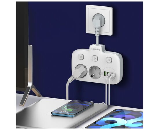 Сетевой фильтр питания ColorWay CW-CHE24PDW 2 розетки/4USB (CW-CHE24PDW), изображение 11