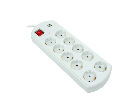 Сетевой фильтр питания PowerPlant 5м, 10 розеток, USB, євро, 100% мідь (YS-N6065/5) (EX610556)