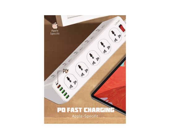 Мережевий фільтр живлення LDNIO SC10610, 5роз + 3USB (SC10610), зображення 10