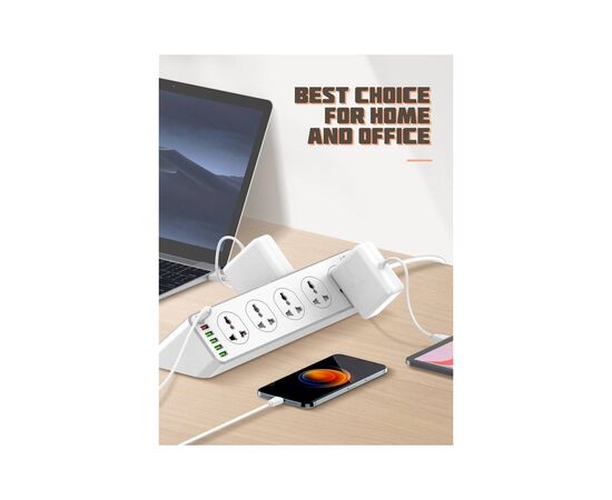 Мережевий фільтр живлення LDNIO SC10610, 5роз + 3USB (SC10610), зображення 8