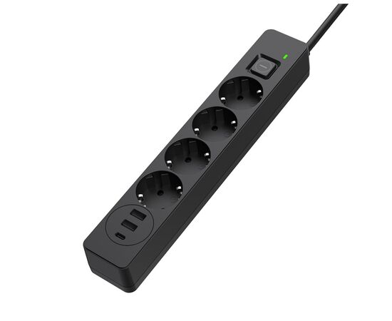 Сетевой фильтр питания ColorWay CW-CHE435PDB, 4 розетки/3USB 5M (CW-CHE435PDB)