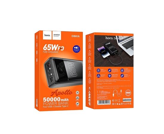 Батарея универсальная HOCO 50000mAh Apollo PD/65W QC/3.0 Black (DB81A / 714725), изображение 6