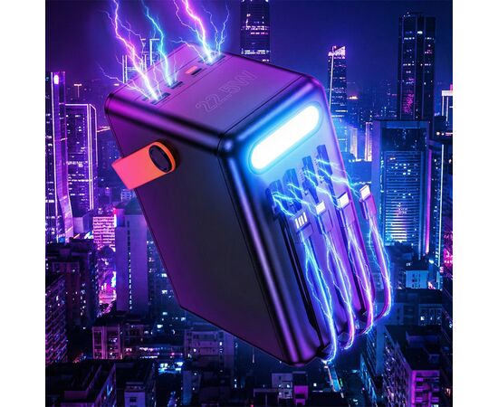 Батарея універсальна HOCO 120000mAh Prometheus 22.5W Fast Chardge, 2*LED lamp, Black (DB120 / 714723), зображення 6