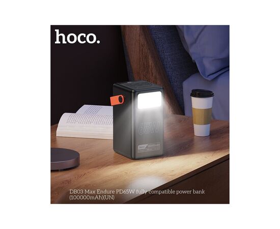 Батарея универсальная HOCO 100000mAh Max Centurion PD/65W, QC, LED Lamp, Black (DB03 / 714722), изображение 7