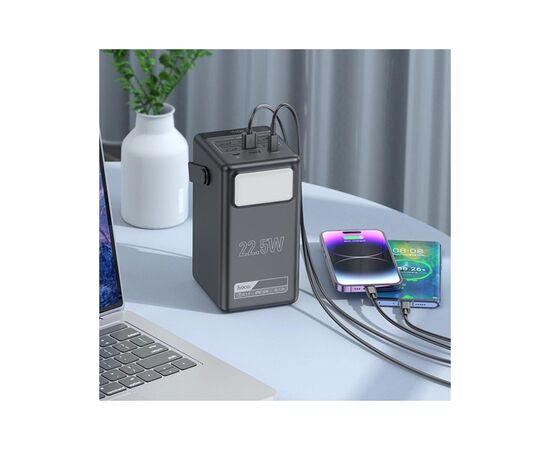 Батарея универсальная HOCO 100000mAh Endure 22.5W PD, QC, LED Lamp, Black (DB03 / 714721), изображение 9