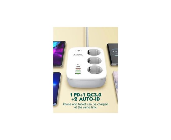 Мережевий фільтр живлення LDNIO SEW3452 WiFi 3роз 3USB/1Type-C (SEW3452), зображення 6