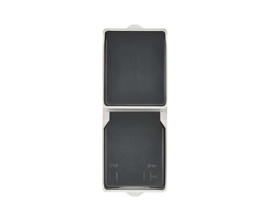 Розетка EMOS + вимикач прохідний вертикальний зовнішній сірий IP44 (A1396.4), изображение 3