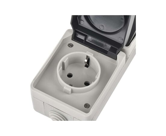 Розетка EMOS + вимикач прохідний вертикальний зовнішній сірий IP44 (A1396.4), изображение 6