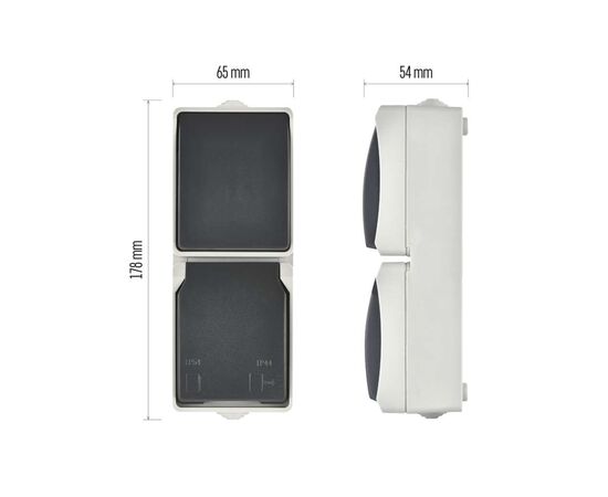 Розетка EMOS + вимикач прохідний вертикальний зовнішній сірий IP44 (A1396.4), изображение 8