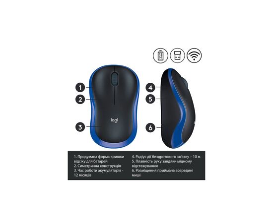 Мишка Logitech M185 blue (910-002236), зображення 4