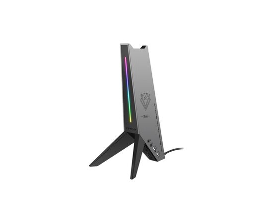 Подставка для гарнитуры Vertux USB 2.0 to 2xUSB 2.0 + AUX 3.5mm + stand black (zulu.black)