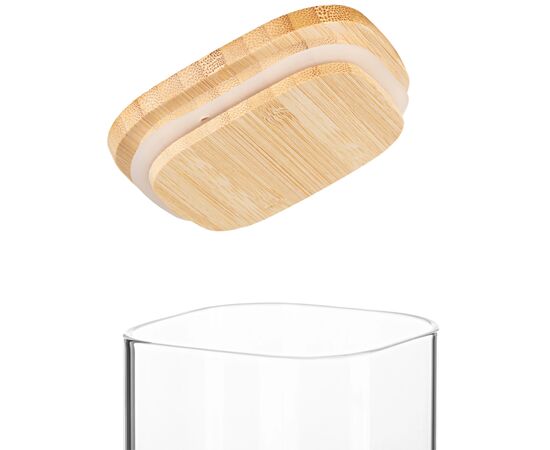 Емкость для сыпучих продуктов Ardesto Midori 1000мл, скло, бамбук, квадратна, прозорий (AR1310BBS), изображение 2