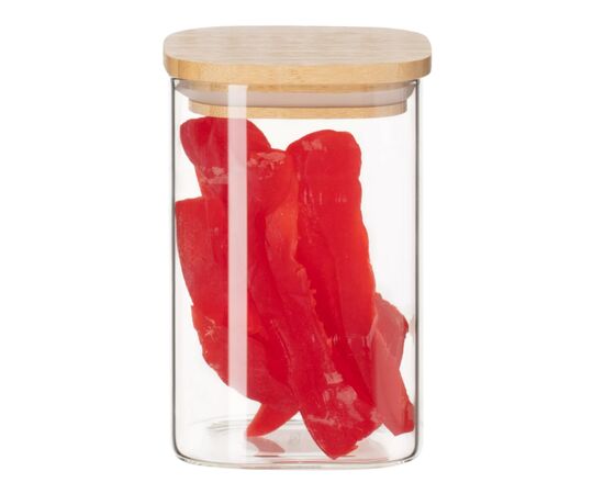 Емкость для сыпучих продуктов Ardesto Midori 500мл, скло, бамбук, квадратна, прозорий (AR1348BBS), изображение 3