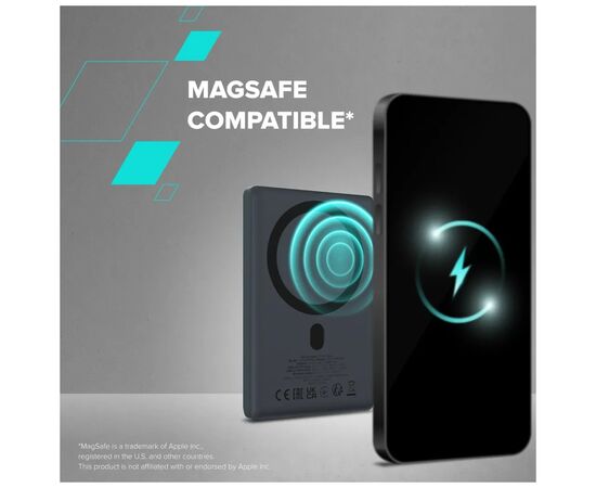 Батарея универсальная Canyon 5000mAh OnPower 500 PD20W Magnetic wireless MagSafe Black (CNS-CPB500B), изображение 7