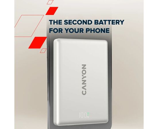 Батарея универсальная Canyon 5000mAh OnPower 500 PD20W Magnetic wireless MagSafe Grey (CNS-CPB500G), изображение 10