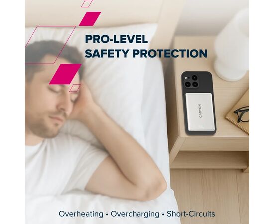 Батарея универсальная Canyon 5000mAh OnPower 500 PD20W Magnetic wireless MagSafe Grey (CNS-CPB500G), изображение 9
