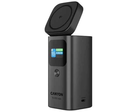 Батарея универсальная Canyon 15000mAh OnPower 150 Qi2 magnetic Grey (CNS-CPB150DG), изображение 5