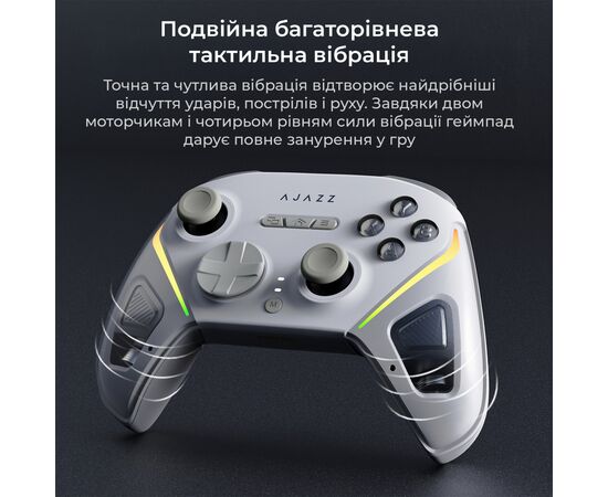 Геймпад Ajazz GP100 2.4G/BT/USB Switch/PC/iOS/Android RGB White (GP100-W), зображення 10