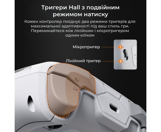 Геймпад Ajazz GP100 2.4G/BT/USB Switch/PC/iOS/Android RGB White (GP100-W), зображення 9