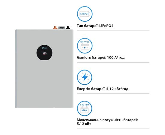 Батарея LiFePo4 Deye SE-F5 Pro-C, 51.2V - 100Ah (SE-F5 Pro), изображение 3