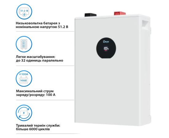 Батарея LiFePo4 Deye SE-F5 Pro-C, 51.2V - 100Ah (SE-F5 Pro), изображение 4