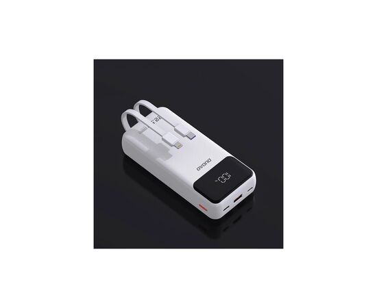 Батарея универсальная Dudao K15Pro 20000mAh PD/22.5W, QC, with built-in cables, White (6977196682447), изображение 4