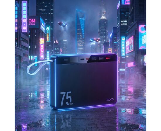 Батарея универсальная HOCO 75000 mAh Overlord PD/20W, QC/3.0/22.5W, Black (J94 / 714739), изображение 6