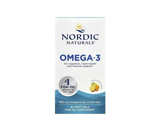 Вітамінно-мінеральний комплекс Nordic Naturals Омега-3, 690 мг на порцію, смак лимона, Omega-3, 60 гелевих кап (NOR-01760)