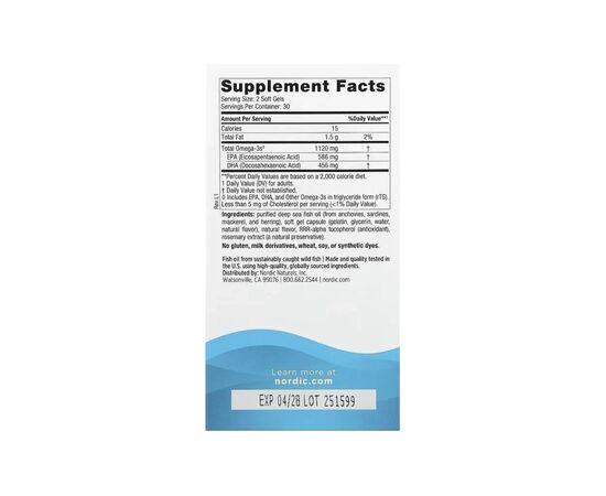 Витаминно-минеральный комплекс Nordic Naturals Рыбий Жир, Омега-3, 1120 мг на порцию, вкус клубники, Ultimate Om (NOR-06100), изображение 2