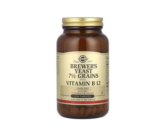Витаминно-минеральный комплекс Solgar Пивные дрожжи с витамином B12, Brewer''s Yeast, 7 1/2 Grains with Vitamin B12, (SOL-00400)