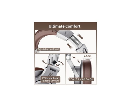 Наушники OneOdio A71 3,5мм/6,35мм Silver/Brown (A71 Silver Brown), изображение 6