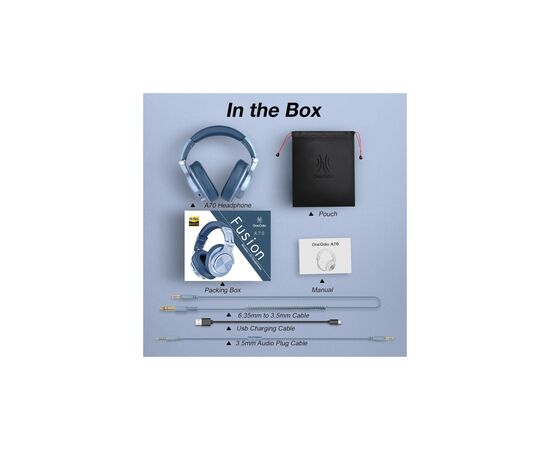 Наушники OneOdio Fusion A70 Bluetooth+3,5мм/6,35мм Sky Blue (A70 Sky Blue), изображение 3