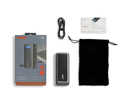 Батарея универсальная Videx 20000mAh 130W PD/100W TFT LCD Display (VPB-350-G), изображение 12