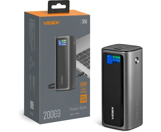 Батарея универсальная Videx 20000mAh 130W PD/100W TFT LCD Display (VPB-350-G)