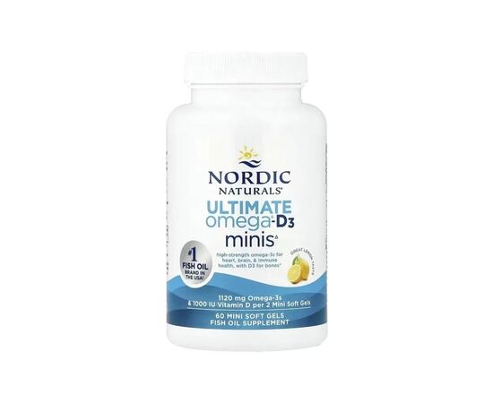 Витаминно-минеральный комплекс Nordic Naturals Омега-3 и витамин D3, 1120 мг и 25 мкг (1000 МЕ), вкус лимона, Ultima (NOR-06105), изображение 3