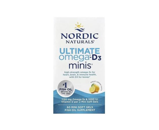 Витаминно-минеральный комплекс Nordic Naturals Омега-3 и витамин D3, 1120 мг и 25 мкг (1000 МЕ), вкус лимона, Ultima (NOR-06105)