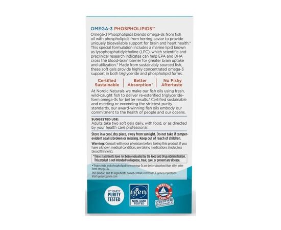Витаминно-минеральный комплекс Nordic Naturals Омега-3 с фосфолипидами, Omega-3 ™ Phospholipids, 60 гелевых капсу (NOR-01621), изображение 4