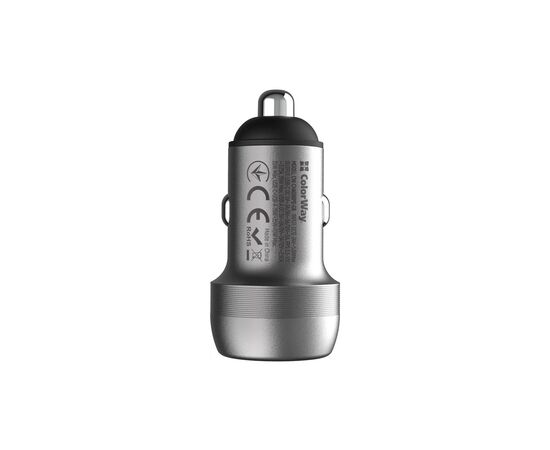 Зарядное устройство ColorWay USB-C PD35W + USB QC3.0 car adapter (CW-CHA066PD-GR), изображение 2