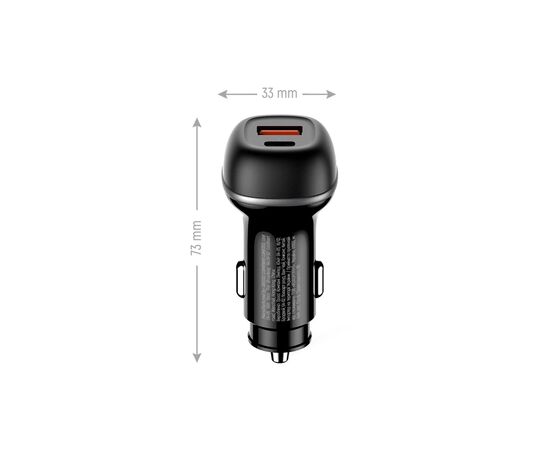 Зарядное устройство ColorWay USB-C PD45W + USB QC3.0 car adapter (CW-CHA067PD-BK), изображение 3