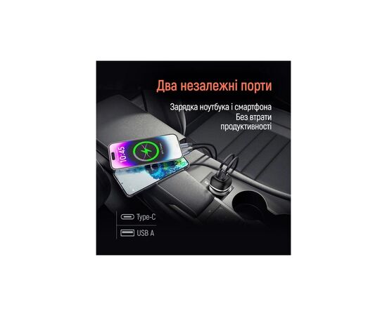 Зарядное устройство ColorWay USB-C PD45W + USB QC3.0 car adapter (CW-CHA067PD-BK), изображение 8