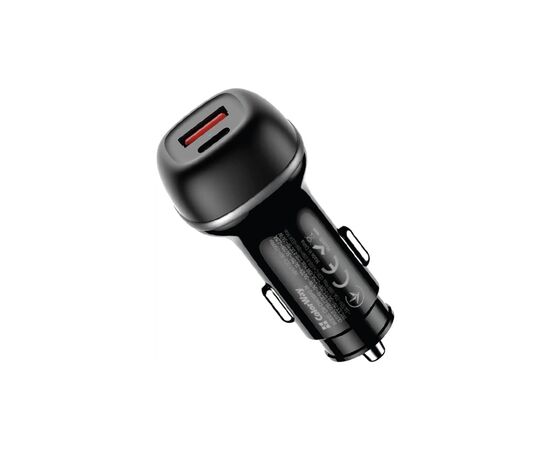 Зарядное устройство ColorWay USB-C PD65W + USB QC3.0 car adapter (CW-CHA068PD-BK)