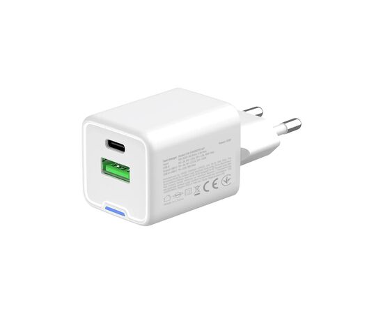Зарядное устройство ColorWay USB-C PD20W + 1xUSB QC4.0 white (CW-CHS062PD-WT), изображение 5