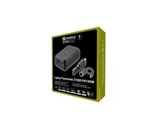 Батарея универсальная Sandberg 27000mAh Laptop DC1224v 84W, PD/100W, QC/3.0, QI/10W, PowerThrough (421-13), изображение 8