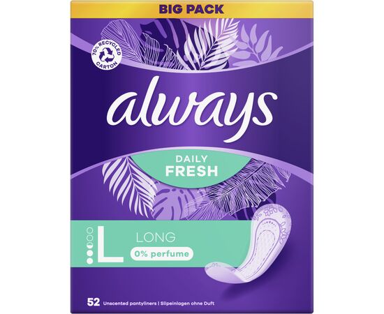 Ежедневные прокладки Always Daily Fresh Long Без запаха 52 шт. (8700216461962), изображение 2