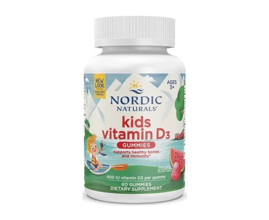 Вітамінно-мінеральний комплекс Nordic Naturals Вітамін D3 для дітей, смак кавуна, 400 МО, Kids Vitamin D3 Gummies, 60 (NOR-31143)