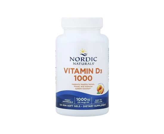 Вітамінно-мінеральний комплекс Nordic Naturals Вітамін D3, 25 мкг (1000 МО), смак апельсину, Vitamin D3, 120 міні до (NOR-01600), зображення 3