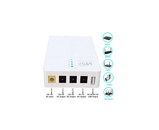 Источник бесперебойного питания RCI для роутера WGP 27W вх:5.5x2.1, вих:5.5x2.5 12V/2A, 9V/1A, USB (UPS302 / 560580), изображение 3