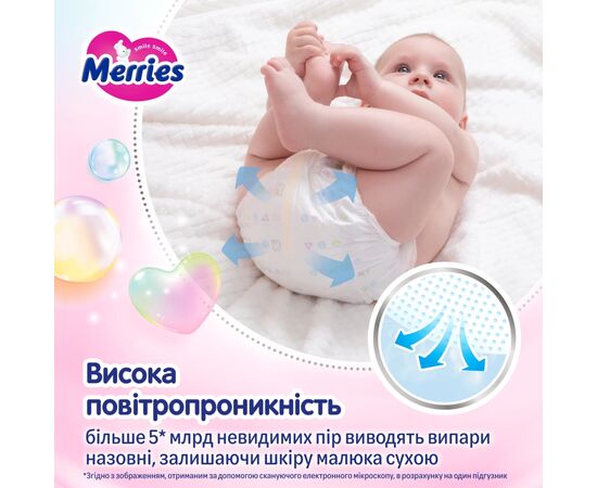 Подгузники Merries розмір S (4-8 кг) 62 шт (4901301437709), изображение 3
