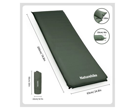 Матрац надувний Naturehike CNK2450WS020, 200х63х10 см, темно-зелений (6927595712740), зображення 2