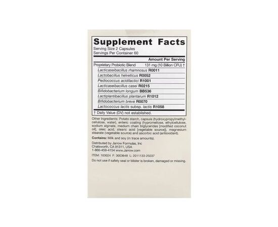 Вітамінно-мінеральний комплекс Jarrow Formulas Пробіотики, 10 млрд КУО на порцію, Jarro-Dophilus EPS, 120 вегетар (JRW-03024), зображення 2